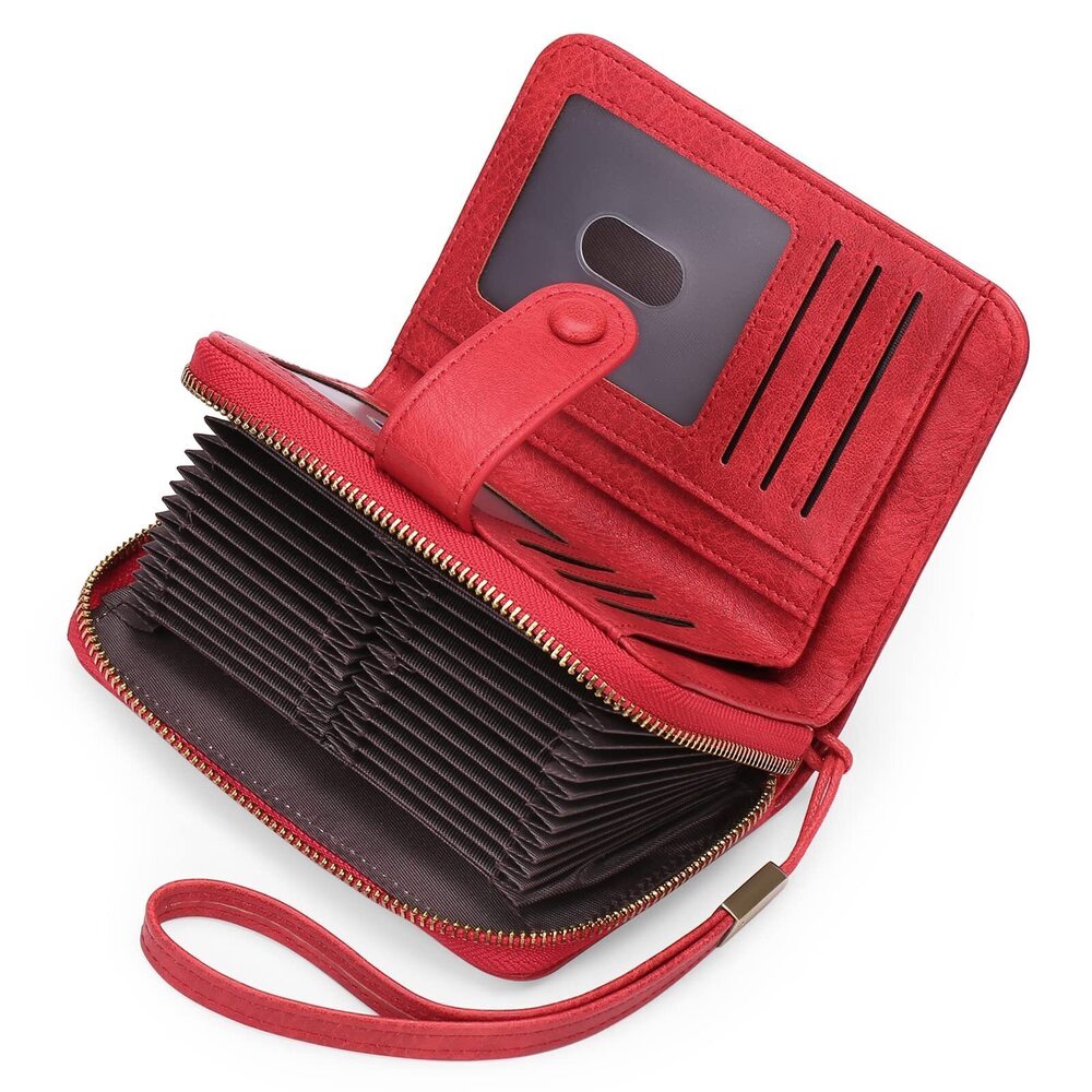 5885 Leather Credit Card Holder Wallet RFID Blocking Large Capacity Bifold